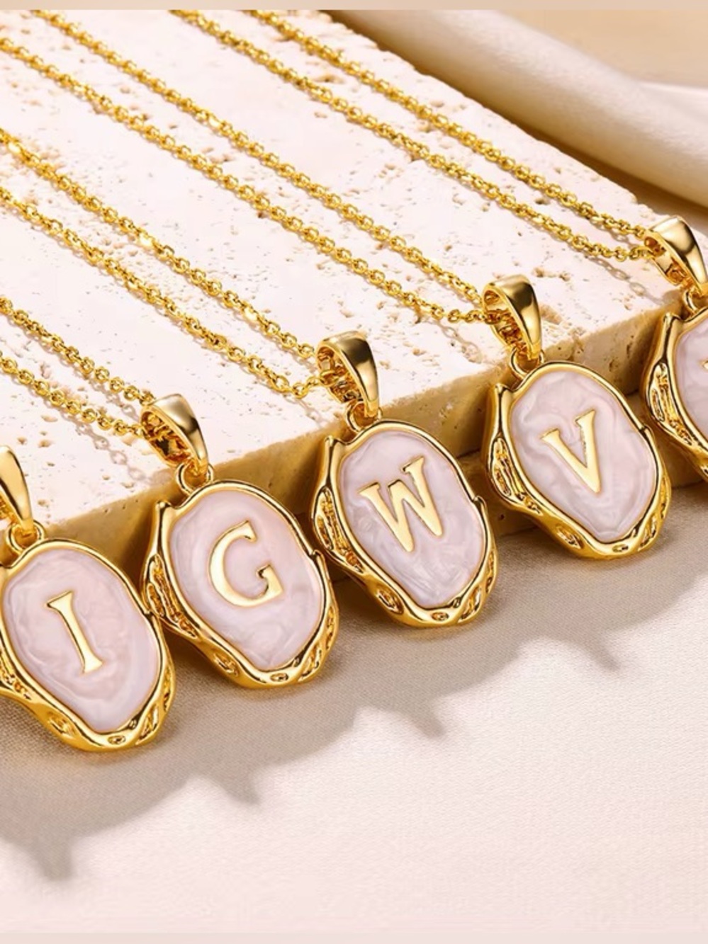 “G” Gold Plated Oceanus Oyster Shell Initial Pendant Necklace